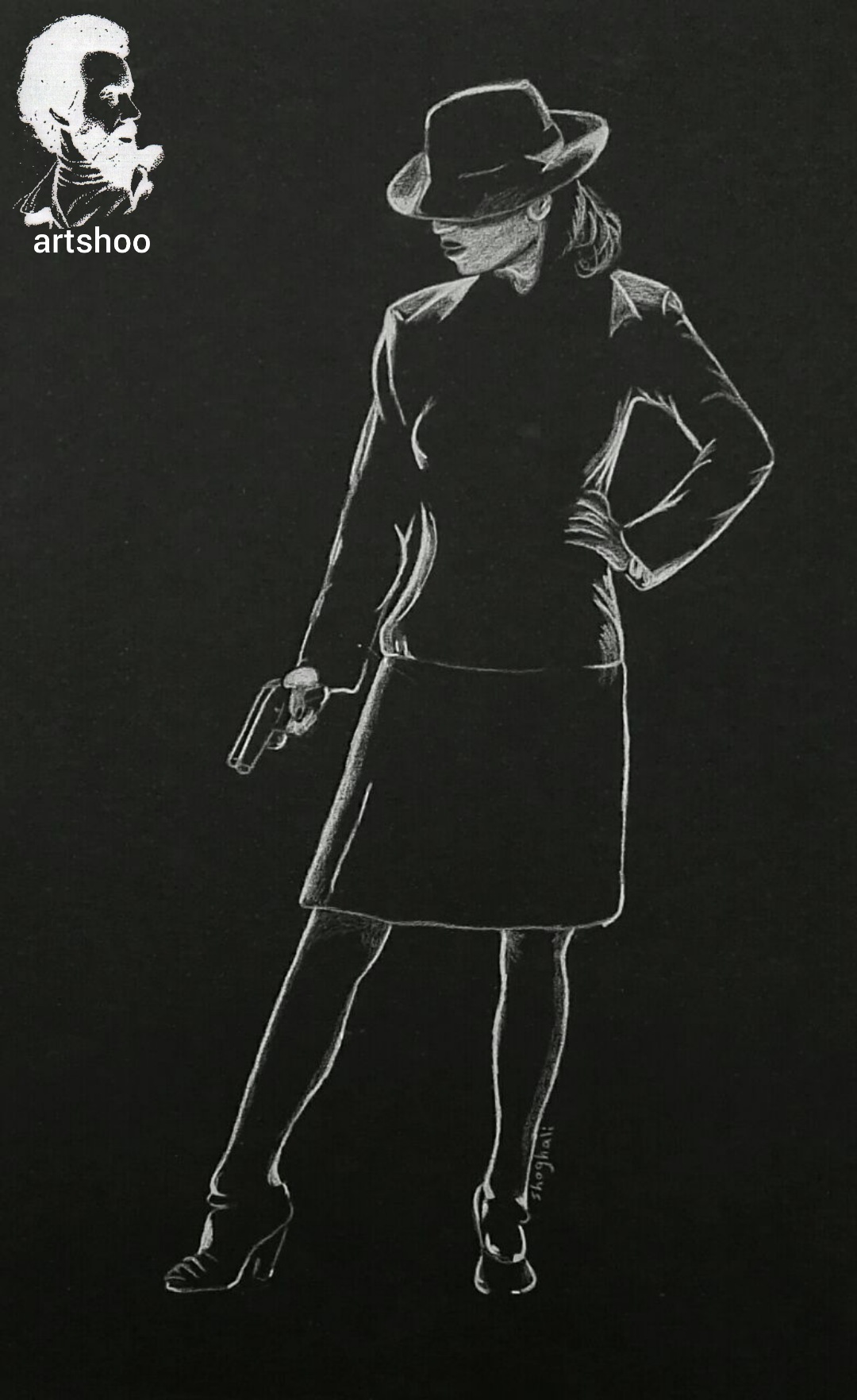 سیاه قلم مدل مداد سفید